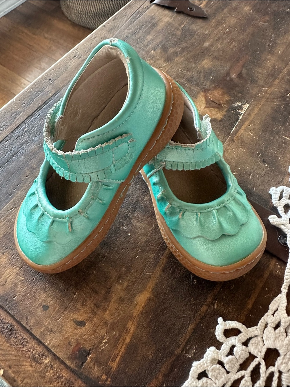 Livie & Luca Teal Mary Jane Shoes with Fringe Strap